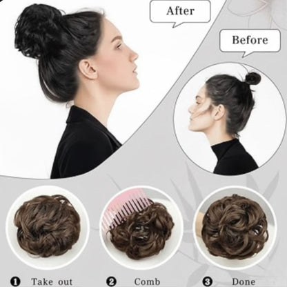 Elastic Artificial Hair Bun Brown & Black (Pack of 2)