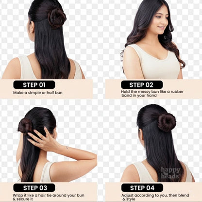 Elastic Artificial Hair Bun Brown & Black (Pack of 2)