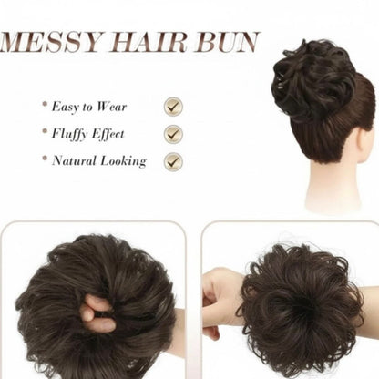 Elastic Artificial Hair Bun Brown & Black (Pack of 2)