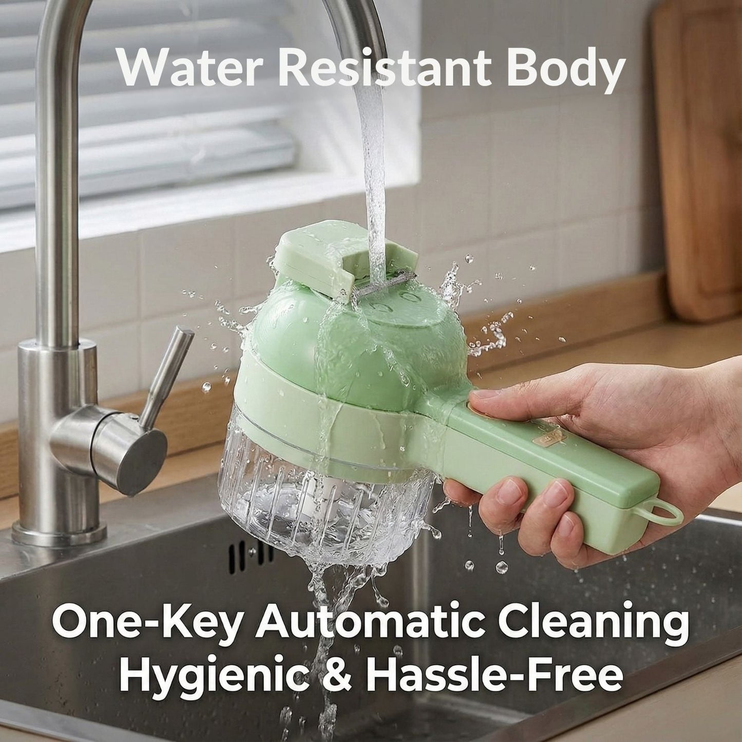 4-in-1 Portable Electric Vegetable Cutter Set Smart Cooking, Zero Mess, Auto-Clean